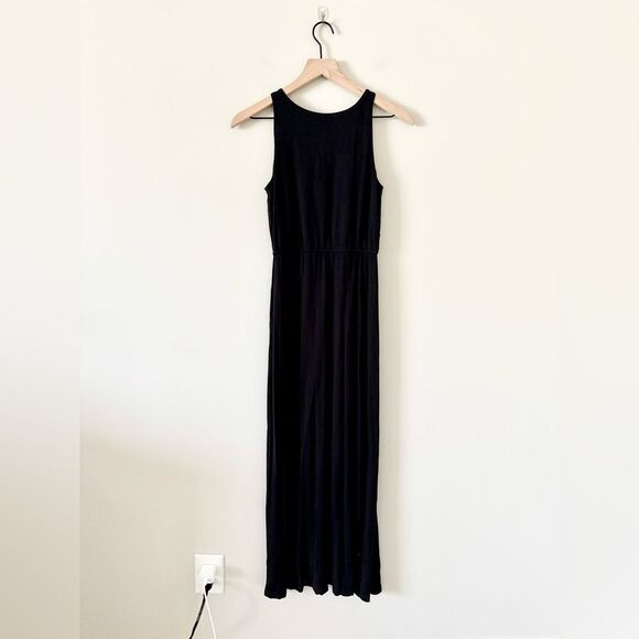 LOFT Sleeveless Maxi Dress Elastic Waist Jersey Knit in Black Size XSPetite - Picture 5 of 5